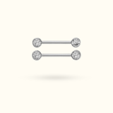 Titanium Crystal Bezel Push-Back Nipple Barbells - Lulu Ave Body Jewelery