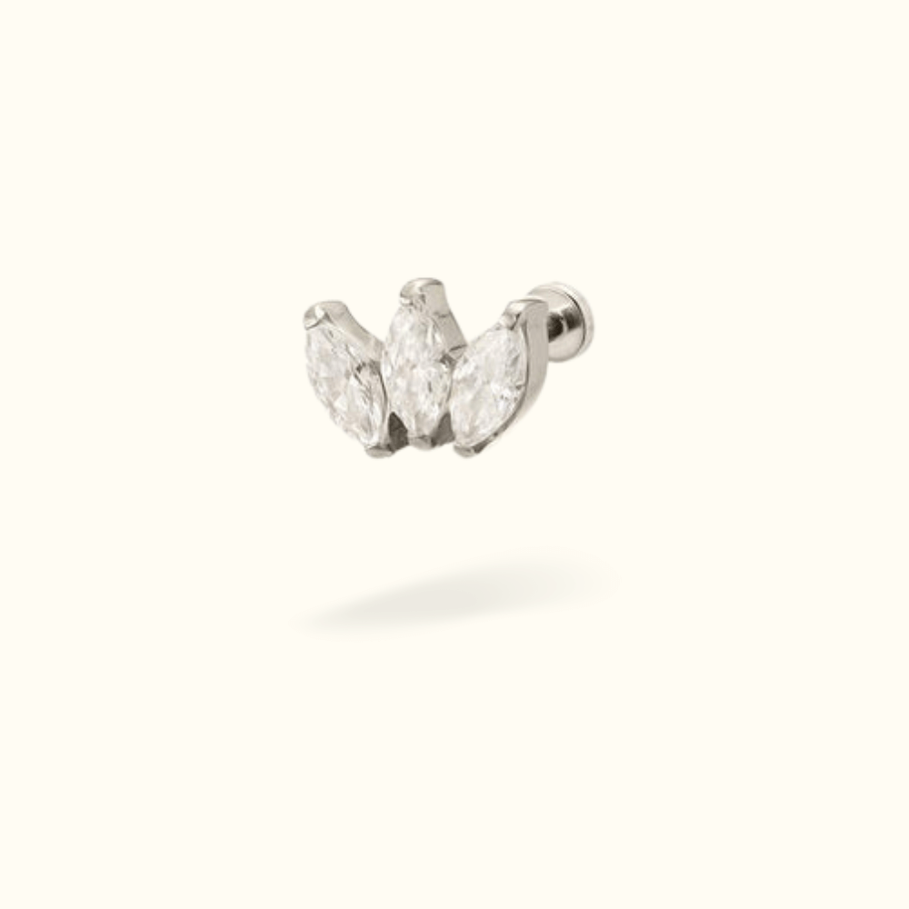 Titanium Three Marquise Single Earring - Lulu Ave Body Jewelery