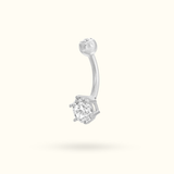 14k Prong Bezel Crystal Navel Ring - Belly Rings - Lulu Ave Body Jewelery