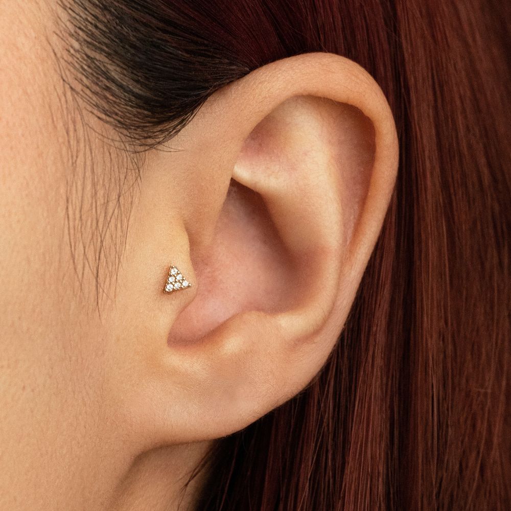 Tragus Ear Piercing: Titanium studs with unique designs - Lulu Ave Body Jewelery
