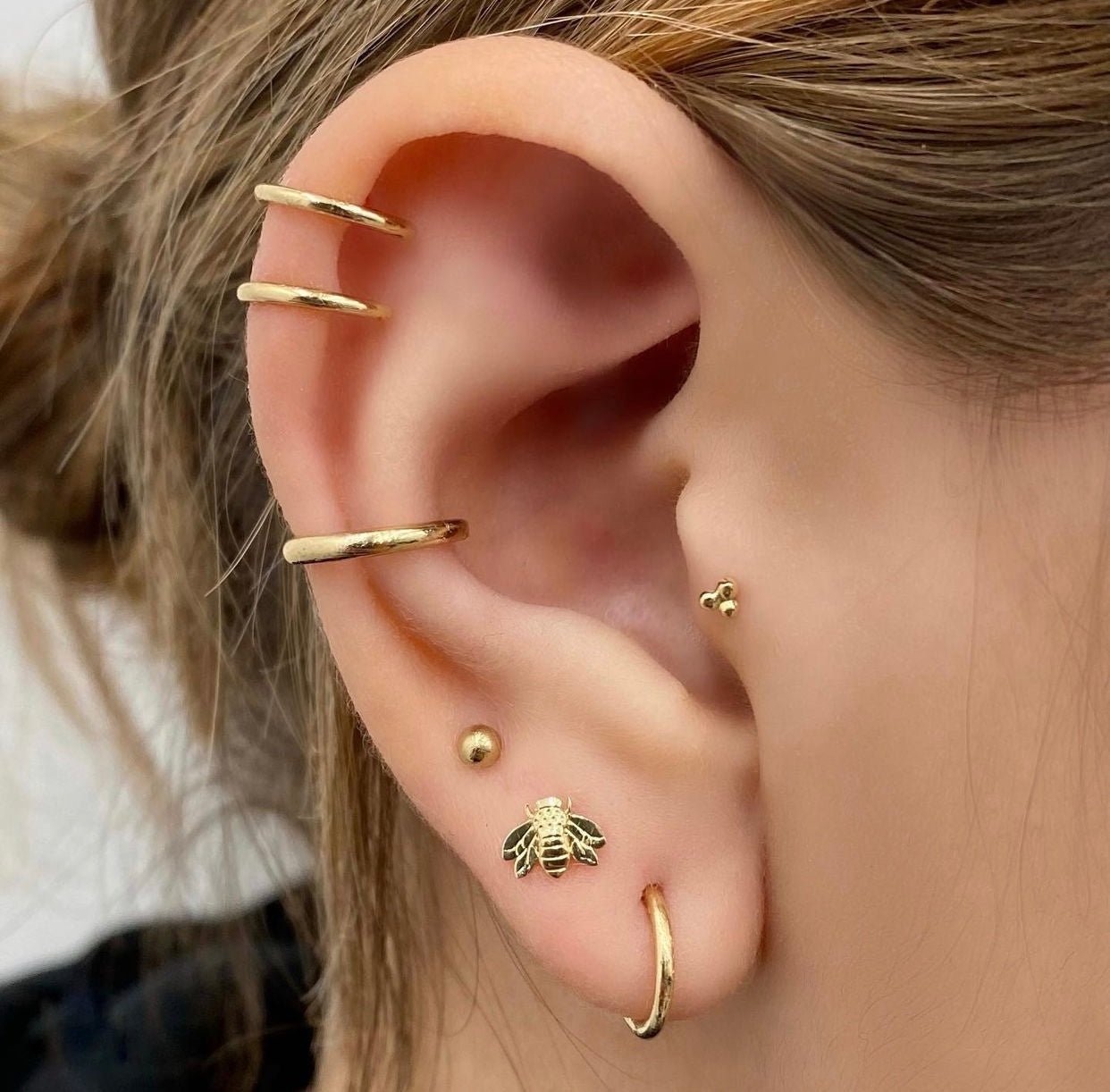 14k Dome Single Earring - Lulu Ave Body Jewelery