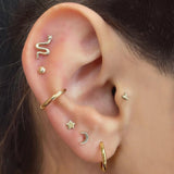 14k Moon Single Earring - Lulu Ave Body Jewelery