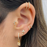14k Three Prong Cluster Single Earring - Threadless - Lulu Ave Body Jewelery
