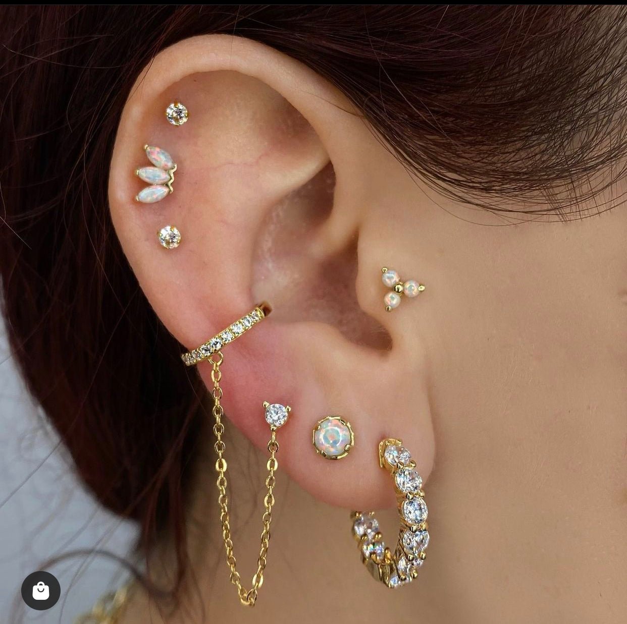 14k Opal Prong Single Earring - Threadless - Lulu Ave Body Jewelery